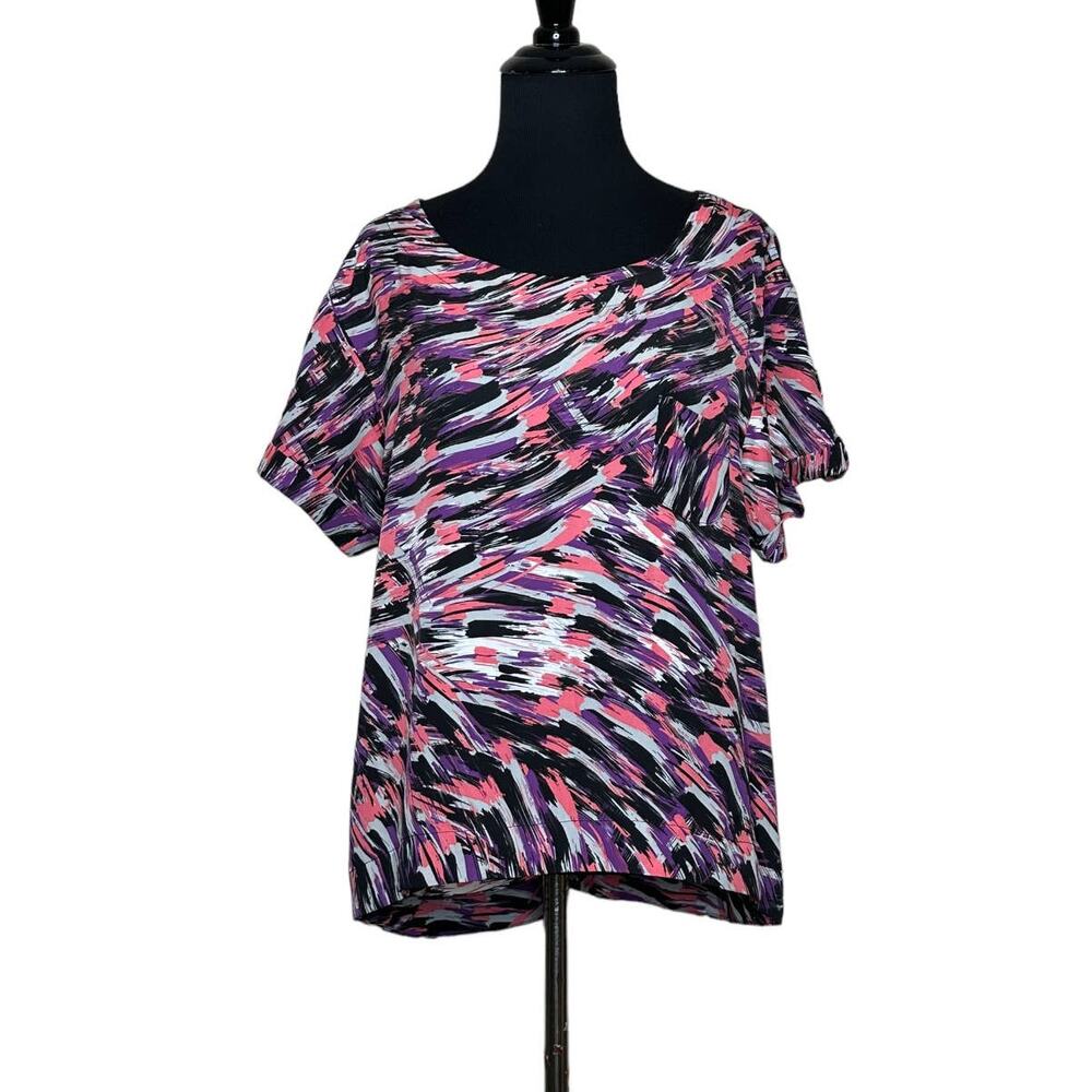 BCBGeneration multicolor print short sleeves high low blouse size Medium